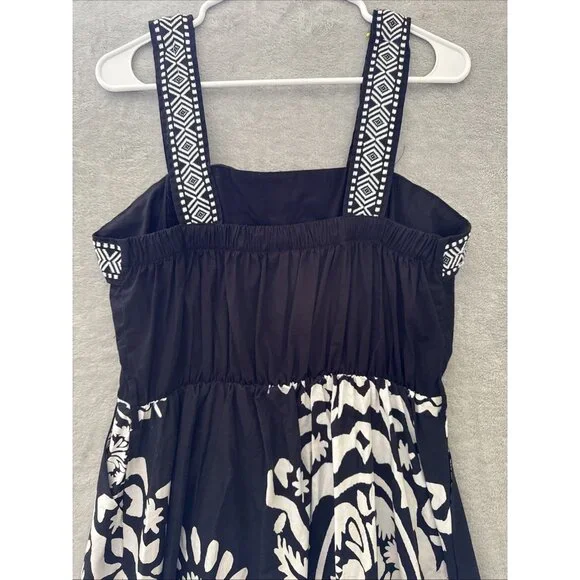 Women's Black & White Sun Dress | Resort Vacay Floral Medallion Print | … - Picture 13 of 16